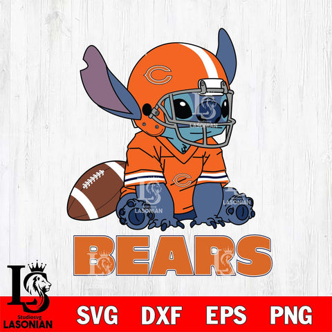 Chicago Bears Stitch with a football SVG DXF EPS PNG FILE, NFL File Cut, Digital Download,Instant Download, Silhouette, Cricut