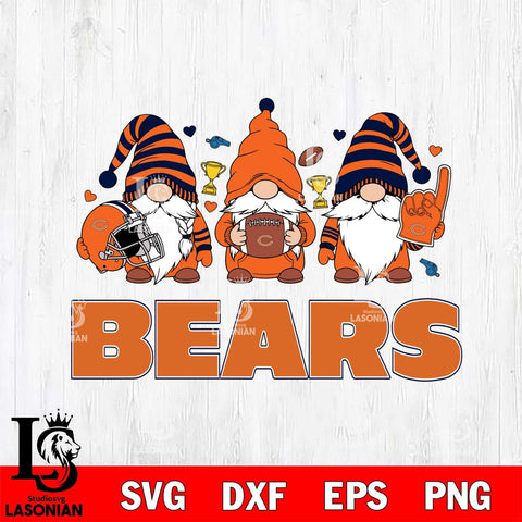 Chicago Bears Three Gnome File Cut, NFL SVG, Digital Download , CHRISTMAS Criucut , Silhouette