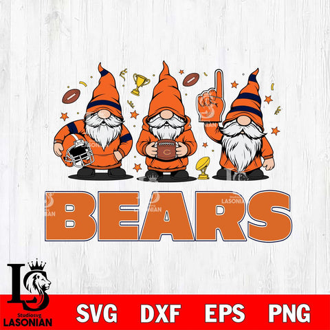 Chicago Bears Three Gnome FAN File Cut, NFL SVG, Digital Download , CHRISTMAS Criucut , Silhouette