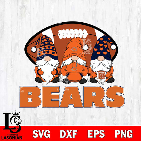 Chicago Bears Three Gnome Football File Cut, NFL SVG, Digital Download , CHRISTMAS Criucut , Silhouette
