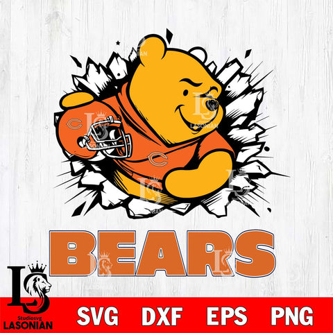 Chicago Bears Winnie The Pooh NFL Cricut, NFL SVG DXF EPS PNG FILE, Digital Download,Instant Download, Silhouette