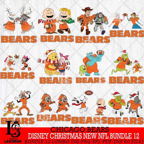 Chicago Bears  Disney Christmas New NFL Bundle 12 Cricut,Christmas SVG DXF EPS PNG FILE, NFL Digital Download,Instant Download, Silhouette