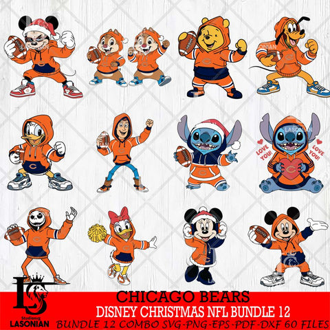 Chicago Bears  Disney christmas NFL Bundle File Cut,Bundle NFL SVG DXF EPS PNG FILE, Digital Download , Criucut , Silhouette