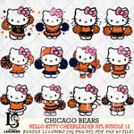 Chicago Bears  Hello Kitty Cheerleader NFL Bundle 12 SVG Eps Dxf Png File, Digital Download, Instant Download