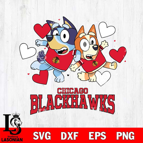 Chicago Blackhawks Bluey & Bingo 10 Svg Eps Dxf Png File, NHL svg, Digital Download, Instant Download