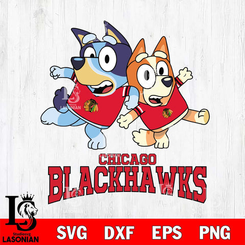 Chicago Blackhawks Bluey & Bingo 13 Svg Eps Dxf Png File, NHL svg, Digital Download, Instant Download