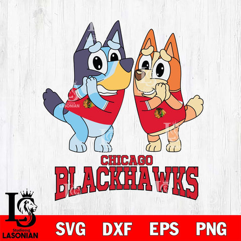 Chicago Blackhawks Bluey & Bingo 15 Svg Eps Dxf Png File, NHL svg, Digital Download, Instant Download