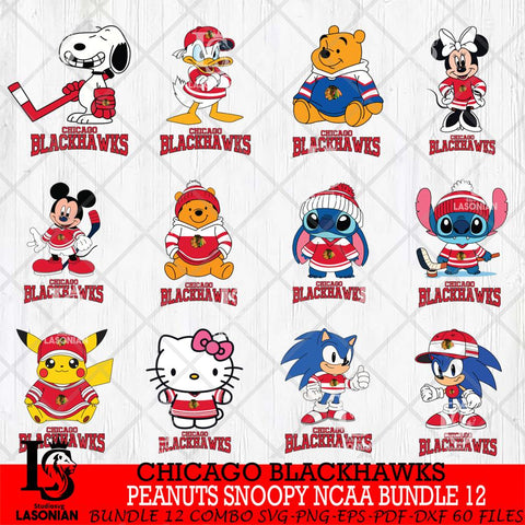 Chicago Blackhawks Disney Hockey NHL Bundle 12 SVG DXF EPS PNG FILE,NHL Bundle File Cut,Disney Digital Download,Instant Download, Silhouette