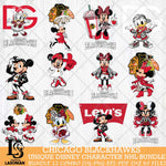 Chicago Blackhawks Disney character NHL Bundle 12 Svg Eps Dxf Png File, Digital Download, Instant Download