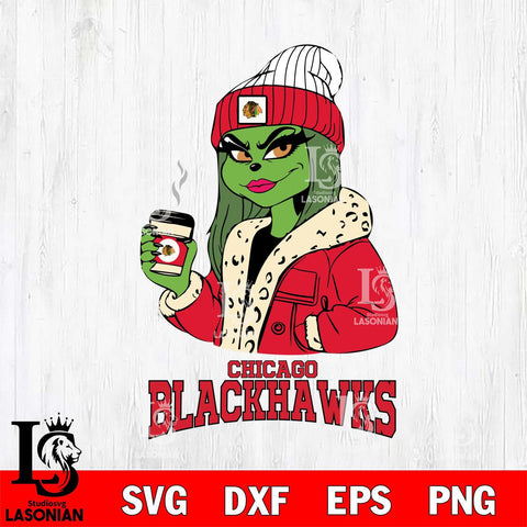 Chicago Blackhawks Girls Grinch Bougie Svg Eps Dxf Png File, Digital Download, Instant Download