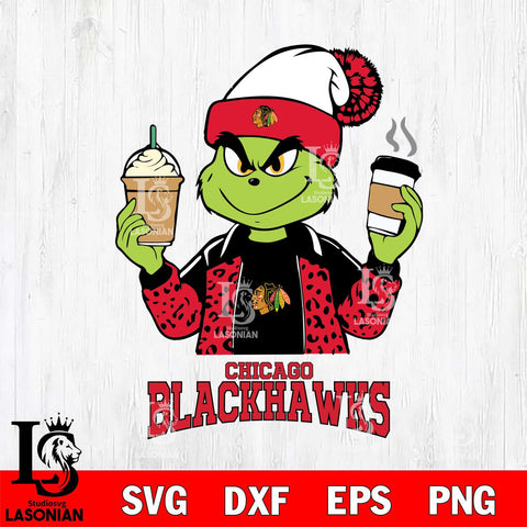 Chicago Blackhawks Grinch 2 coffee Svg Eps Dxf Png File, Digital Download, Instant Download