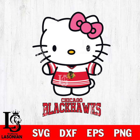 Chicago Blackhawks Hello Kitty NHL Hockey SVG DXF EPS PNG FILE,NHL File Cut,Disney Digital Download,Instant Download, Silhouette