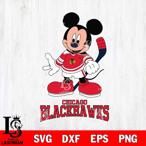 Chicago Blackhawks Mickey NHL Hockey SVG DXF EPS PNG FILE,NHL File Cut,Disney Digital Download,Instant Download, Silhouette