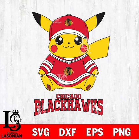 Chicago Blackhawks Pikachu NHL Hockey SVG DXF EPS PNG FILE,NHL File Cut,Disney Digital Download,Instant Download, Silhouette