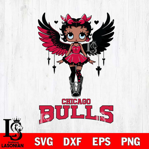 Chicago Bulls Anglel Black Fan Girl Betty Boop