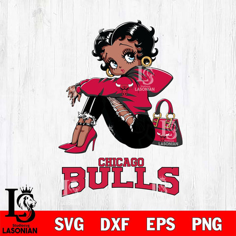 Chicago Bulls Betty Boop Black Fan Girl Svg Eps Dxf Png File, Digital Download, Instant Download