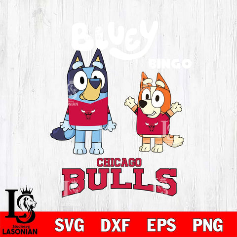 Chicago Bulls Bluey & Bingo 4 Svg Eps Dxf Png File, NBA svg, Digital Download, Instant Download