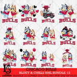 Chicago Bulls Bluey & Bingo NBA Bundle 12 SVG Eps Dxf Png File, Bundle NBA svg, Digital Download, Instant Download