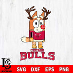 Chicago Bulls Bluey Chilli Christmas Deer Svg Eps Dxf Png File, Digital Download