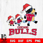 Chicago Bulls Bluey Family Christmas Svg Eps Dxf Png File, Digital Download