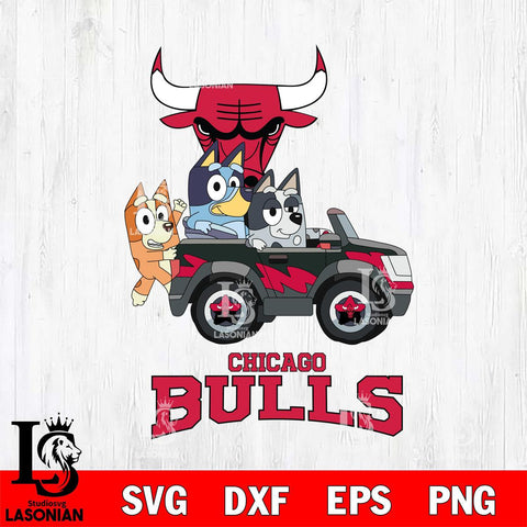 Chicago Bulls Bluey friends Svg Eps Dxf Png File, NBA svg, Digital Download, Instant Download