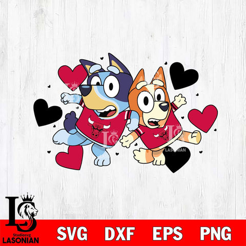 Chicago Bulls Bluey sport heart Svg Eps Dxf Png File, Digital Download, Instant Download