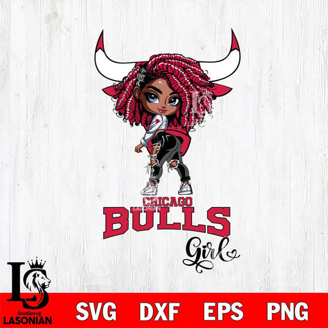 Chicago Bulls Fan Girl Svg Eps Dxf Png File, Digital Download, Instant Download