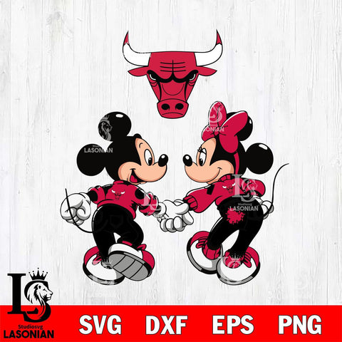 Chicago Bulls Fan Minnie And Mickey Love Svg Eps Dxf Png File, Digital Download, Instant Download
