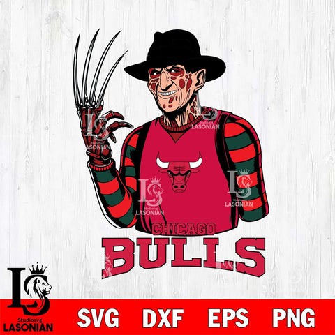 Chicago Bulls Freddy Krueger Horror Svg Eps Dxf Png File, NBA svg, Digital Download, Instant Download