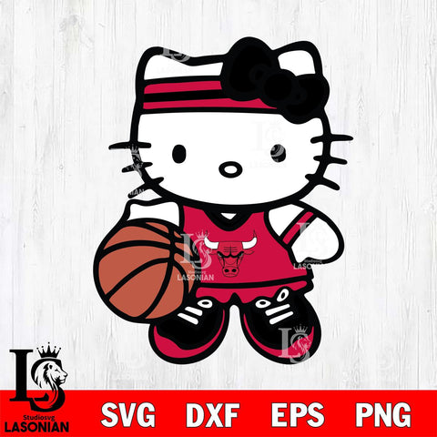Chicago Bulls Hello Kitty basketball Svg Eps Dxf Png File, Digital Download, Instant Download