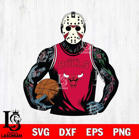 Chicago Bulls Jason Voorhees Horror basketball SVG DXF EPS PNG FILE, NBA File Cut,Halloween Digital Download,Instant Download, Silhouette