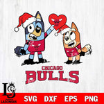 Chicago Bulls Love Bluey Christmas Svg Eps Dxf Png File, Digital Download