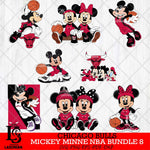 Chicago Bulls  Mickey Minne NBA Bundle 8 SVG Svg Eps Dxf Png File, NBA svg, Digital Download, Instant Download