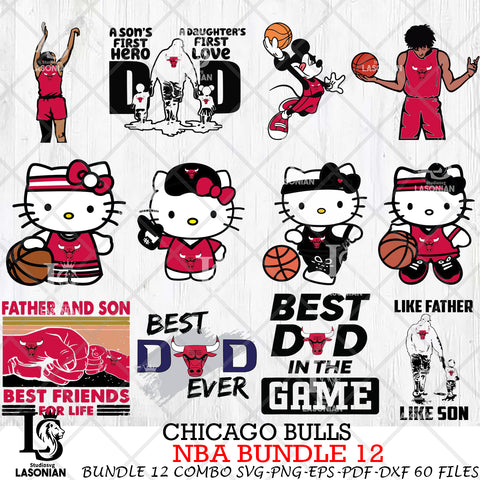 Chicago Bulls NBA Bundle 12 Svg Eps Dxf Png File, Digital Download, Instant Download