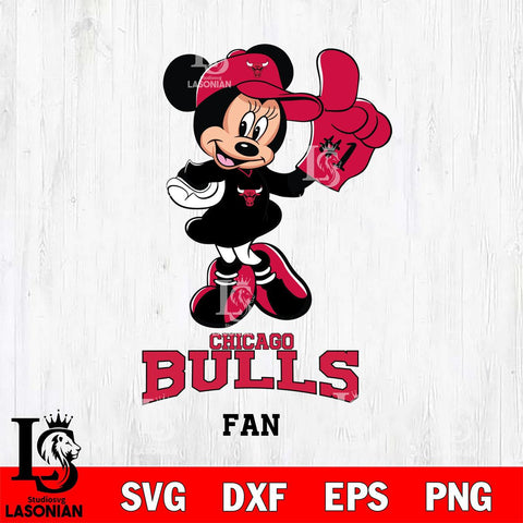 Chicago Bulls #1 Fan Minnie Mouse Svg Eps Dxf Png File, Digital Download, Instant Download
