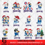 Chicago Cubs Bluey Christmas MLB Bundle 12 file Cricut , Bluey Cricut , Christmas Svg , Bluey svg , Digital Download, dxf eps png pdf file