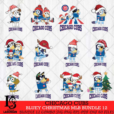 Chicago Cubs Bluey Christmas MLB Bundle 12 file Cricut , Bluey Cricut , Christmas Svg , Bluey svg , Digital Download, dxf eps png pdf file