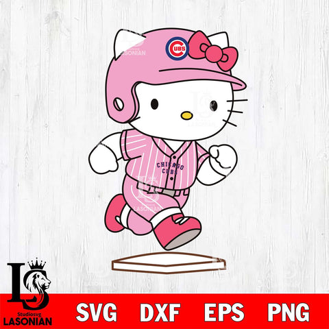 Chicago Cubs Hello Kitty slide base SVG DXF EPS PNG FILE, MLB File Cut,Hello Kitty Digital Download,Instant Download, Silhouette
