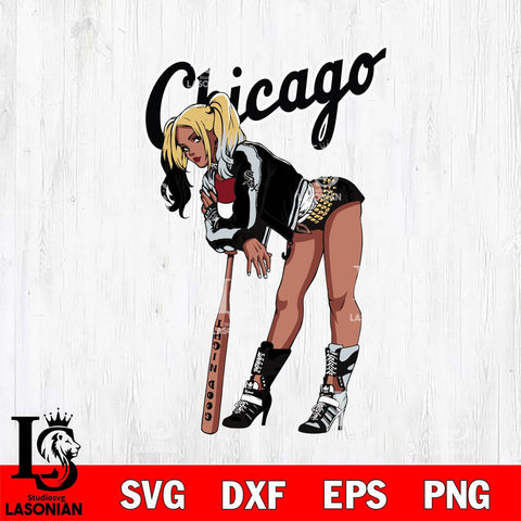 Chicago White Sox Black Fan Girl Harley Quinn MLB Svg Eps Dxf Png File, Digital Download, Instant Download