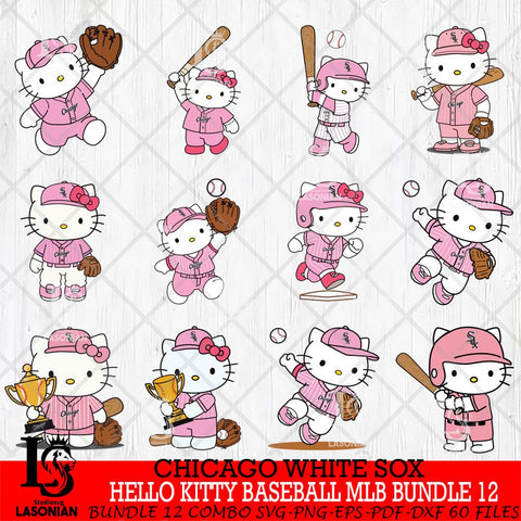 Chicago White Sox Hello Kitty Player Baseball MLB Bundle 12 SVG DXF EPS PNG FILE, MLB Bundle File Cut,Hello Kitty Digital Download,Instant Download, Silhouette