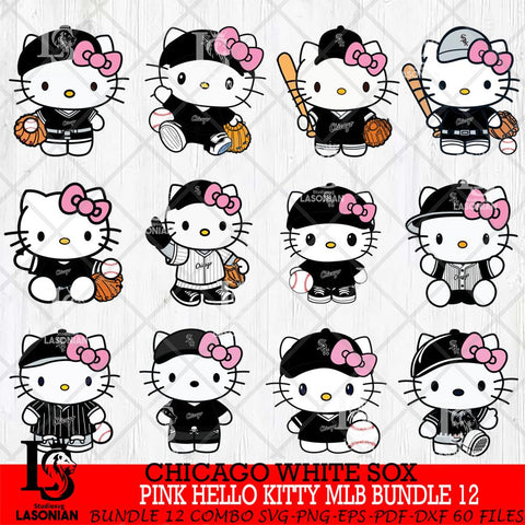 Chicago White Sox Pink Hello Kitty MLB Bundle 12 Svg Eps Dxf Png File,Bundle MLB File Cut,Digital Download,Instant Download,Svg Files