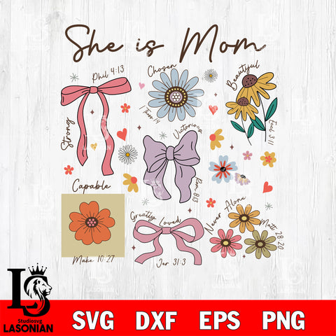 Christian Mama , Boho Floral Mama ,She is Mom Coquette Svg Eps Dxf Png File, File Cut,Digital Download,Instant Download, Svg Files