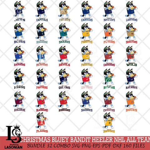 Christmas Bluey Bandit Heeler NHL Svg , Christmas Svg , Bluey svg , Digital Download, dxf eps png pdf file