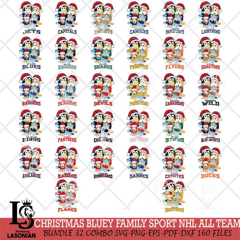 Christmas Bluey Family Sport NHL Svg , Christmas Svg , Bluey svg , Digital Download, dxf eps png pdf file