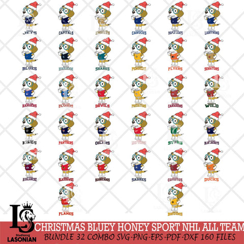 Christmas Bluey Honey Sport NHL Svg , Christmas Svg , Bluey svg , Digital Download, dxf eps png pdf file