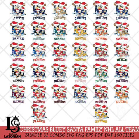 Christmas Bluey Santa Family NHL Svg , Christmas Svg , Bluey svg , Digital Download, dxf eps png pdf file