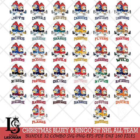 Christmas Bluey & Bingo Sit NHL Svg , Christmas Svg , Bluey svg , Digital Download, dxf eps png pdf file