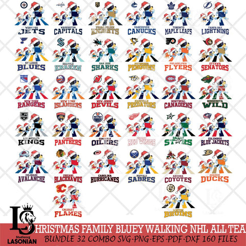 Christmas Family Bluey Walking NHL Svg , Christmas Svg , Bluey svg , Digital Download, dxf eps png pdf file