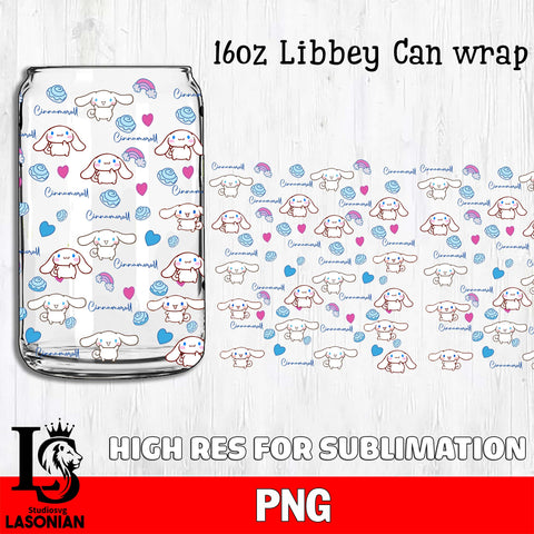 Cinamoroll tumbler 16oz Libbey Can Glass, Cinamoroll tumbler Wrap PNG file, Digital Download , Instant Download