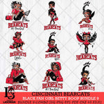 Cincinnati Bearcats Black Fan Girl Betty Boop Bundle 9, Svg Eps Dxf Png File, Digital Download
